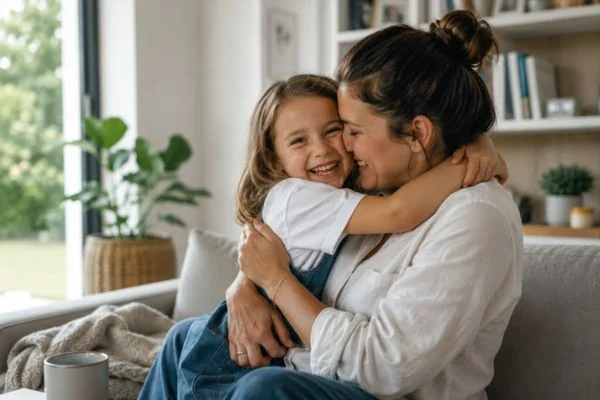 happy child with parent after parenting plans Pontypridd